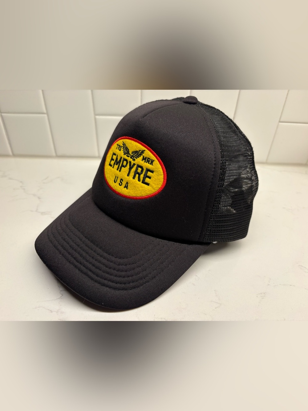 Empyre TRD MRK USA Eagle Patch Black Foam Mesh Snapback Trucker Hat Cap